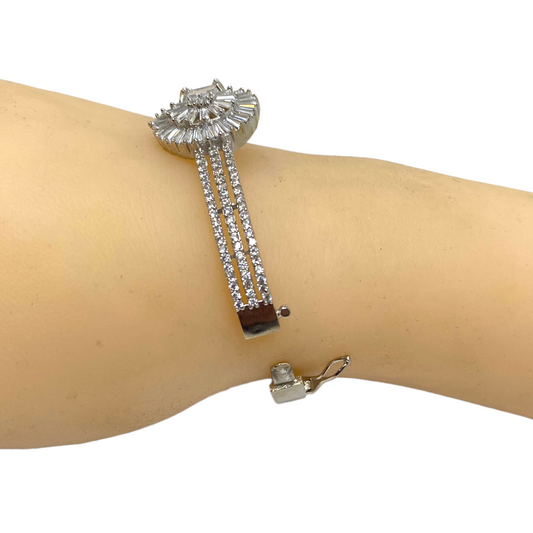 AD Openable Bracelets With American Diamond CZ & Baguette Stones #ADBR14