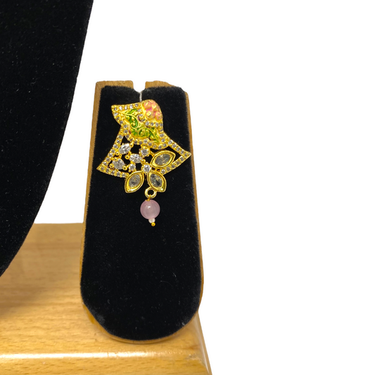 AD Gold Plated Pendant Earrings Set With Meenakari & Pear Drop #ADPE17