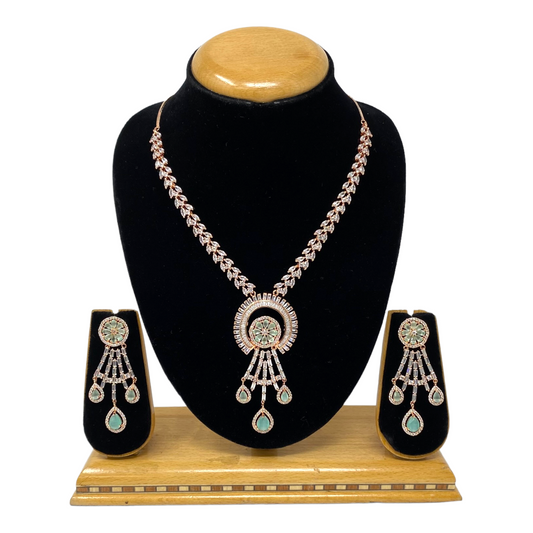 AD/CZ American Diamond Necklace & Earring Set ADS3