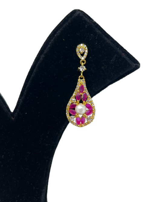 AD Gold Plated Earrings With American Diamond CZ Stones #ER29