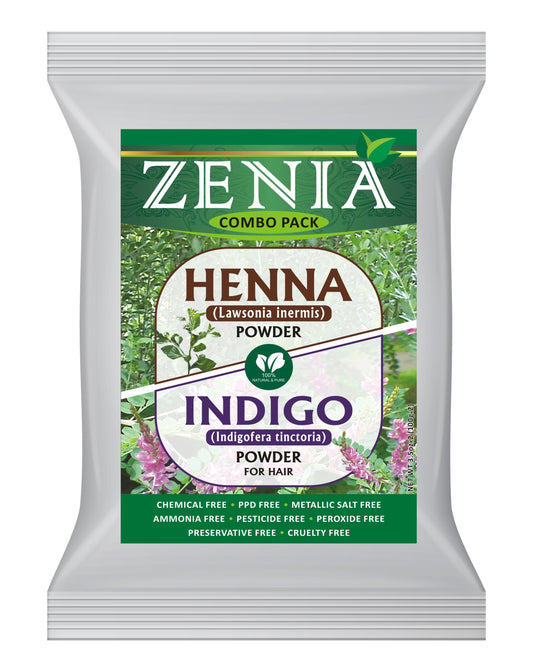 100g Zenia Indigo Powder & 100g Pure Henna Powder Combo Pack 2024 Crop