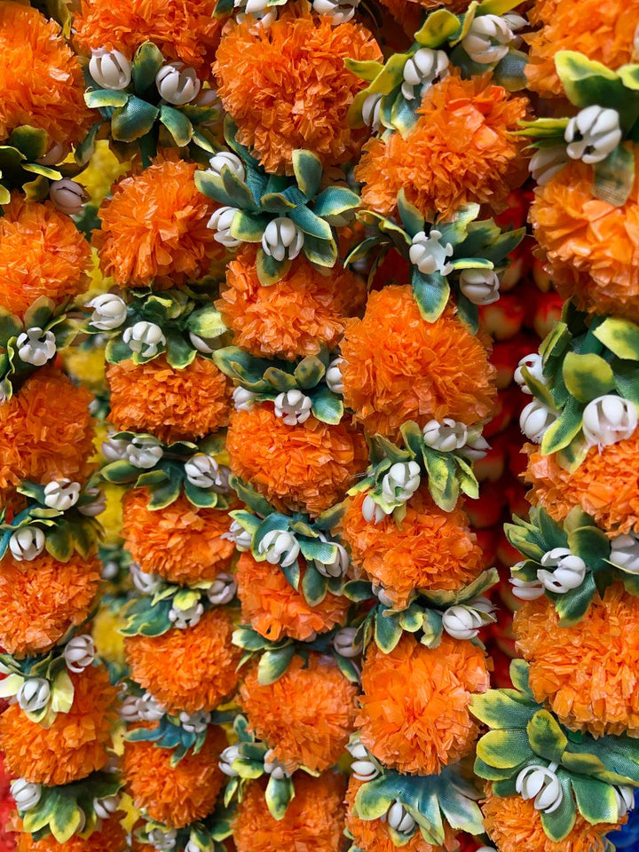 Wedding Party Marigold Genda Flower Garlands Toran Decorations Wall Decor Backdrop Model 1 - Zenia Creations