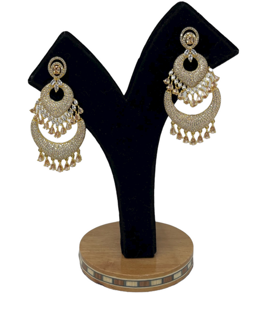 Statement Earrings With American Diamond CZ Stones ER23 - Zenia Creations