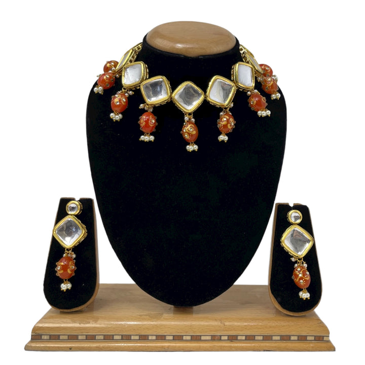 Big Kundan Set Necklace and Earrings With Back Meenakari #KS2 - Zenia Creations