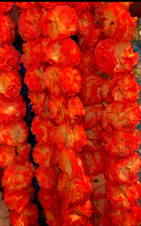 Wedding Party Fabric Orange Flower Garlands Toran Decorations For Wall Decor Door Backdrop Model 11 - Zenia Creations