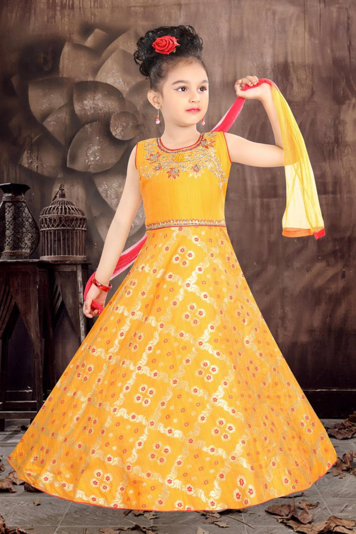 Stitched Ready Made Kids Girls Indian Ethnic Party Wear Dress Gown Kurti Model KD1 - Zenia Creations