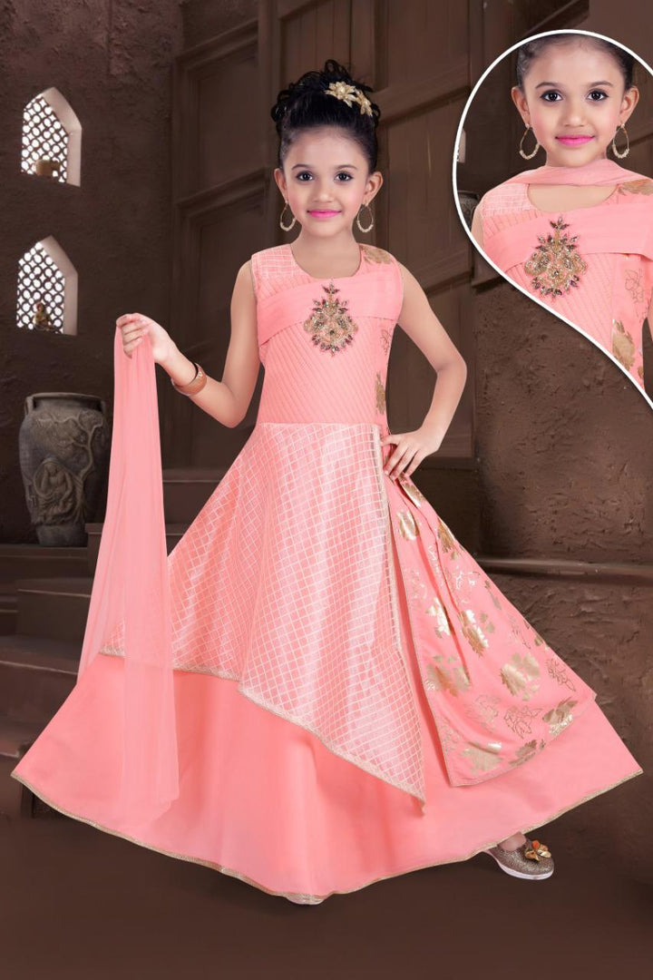 Stitched Ready Made Kids Girls Indian Ethnic Party Wear Dress Gown Kurti Model KD5 - Zenia Creations