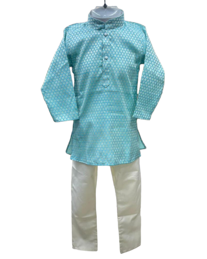 Boy Kids Partywear Light Blue Kurta and Pyjama Pajama Set Model 2 - Zenia Creations