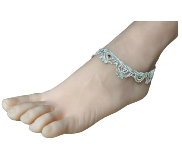 RR4 - Anklets Payal with Rhinestone Pair for Legs Indian Jewelry