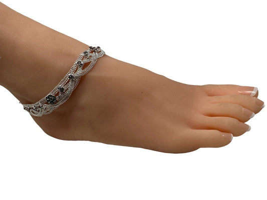 RR6 - Anklets Payal with Rhinestone Pair for Legs Indian Jewelry