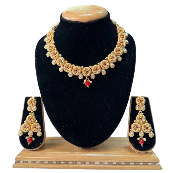 Rajwadi Gold Plated Polki Reverse AD Stones Necklace & Earring Set #RAD34