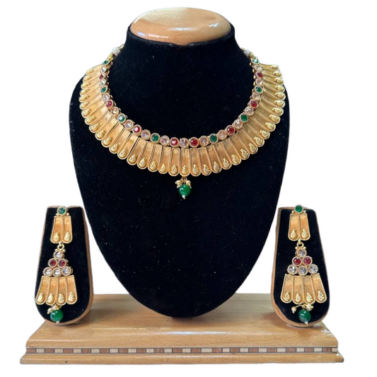 Rajwadi Gold Plated Polki Reverse AD Stones Necklace & Earring Set #RAD35