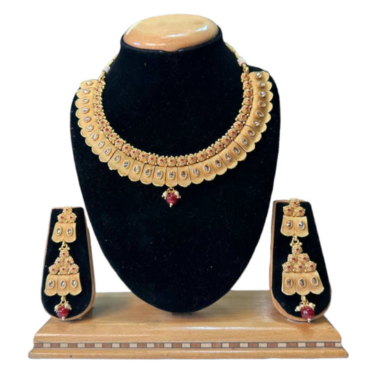 Rajwadi  Gold Plated Polki Reverse AD Stones Necklace & Earring Set #RAD29