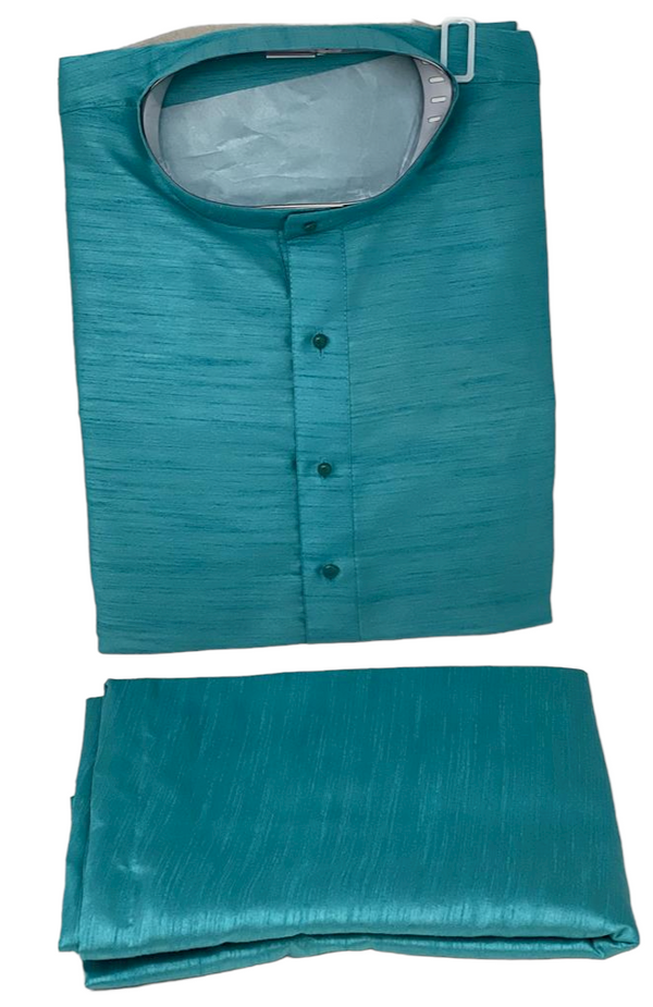 Mens Blue Silk Kurta & Pants Pyjama Pajama Set Model 6 - Zenia Creations