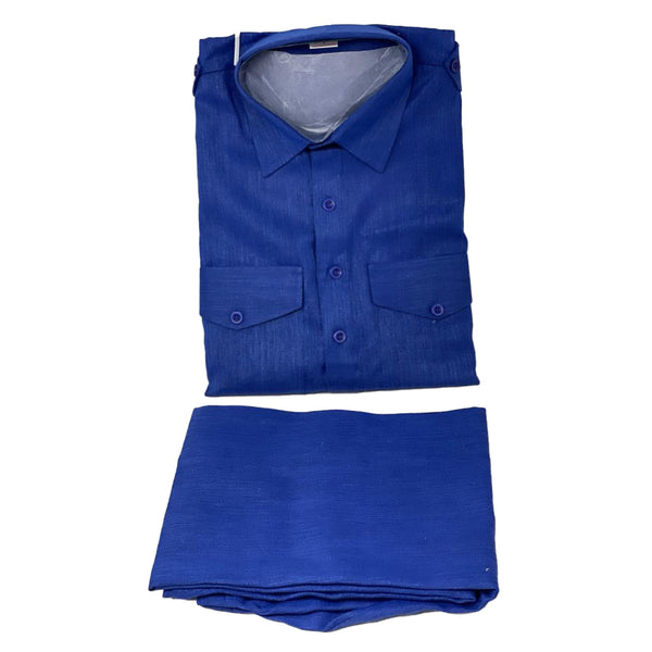 Mens partywear cotton Blue Pathani kurta and pants pyjama pajama set model 12 - Zenia Creations