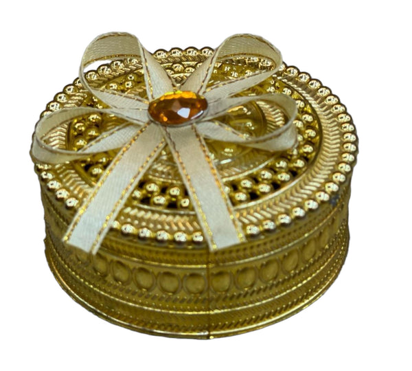 Party Favor Treat Round Gift Boxes In Gold Color Model R2