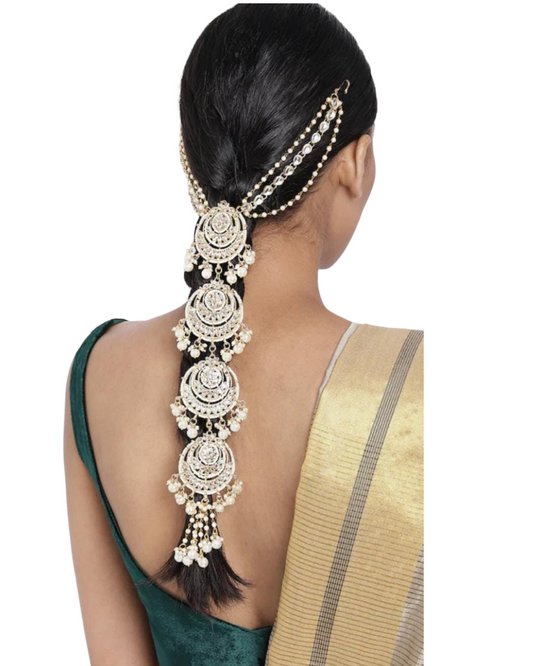 Kundan And Pearls Bridal Braid Chotti Updo Hair Accessories Jewelry HCJ1