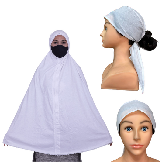 100% Cotton White Women Ihram Ehram Ahram Hajj Umrah Hijab Cap