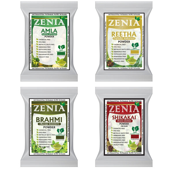 Zenia Herbal Hair Care Combo Pack 100g Amla, Brahmi, Shikakai, Aritha Powder