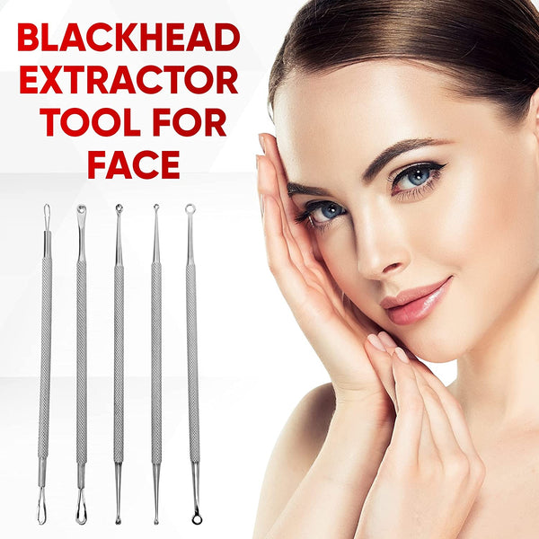 5 Pc Blackhead Whitehead Comedone Acne Pimple Extractor Tool Kit Set