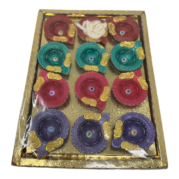 Colorful Clay Diya 12 pieces  for Diwali, poojas , weddings decorations #5