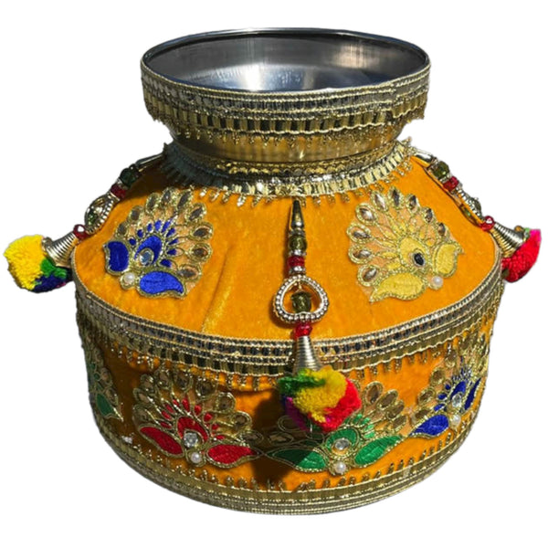 Indian Metal Kalash Matka Pot Handi Gharoli dholki Decor  #2