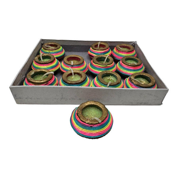 Colorful Clay Diya 12 pieces for Diwali, poojas, weddings decorations #8