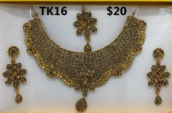 Indian Choker Necklace Earrings And Mang Tikka Set Model TK16 - Zenia Creations