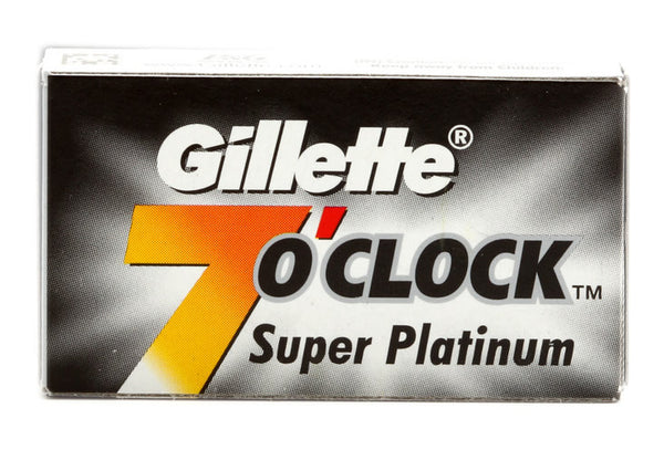 Pack of 5 Gillette 7 O'clock Black Super Platinum Double Edge Razor Blades