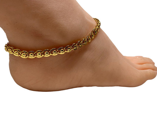 GP3 24k Gold Plated Payal with Ghungroo Anklets  11" Long Girls Ladies