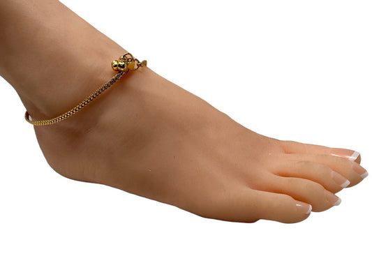 GP4 Gold Plated Payal with Ghungroo Anklets  11" Long Girls Ladies