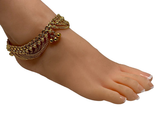 GP5 Premium Gold Plated Payal with Ghungroo Anklets  10.5" Long