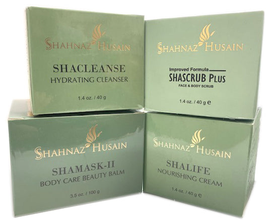 Shahnaz Husain Herbal Facial Kit II Shacleanse, Shascrub, Shalife & Shamask I