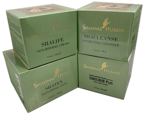 Shahnaz Husain Herbal Facial Kit I Shacleanse, Shascrub, Shalife & Shatex