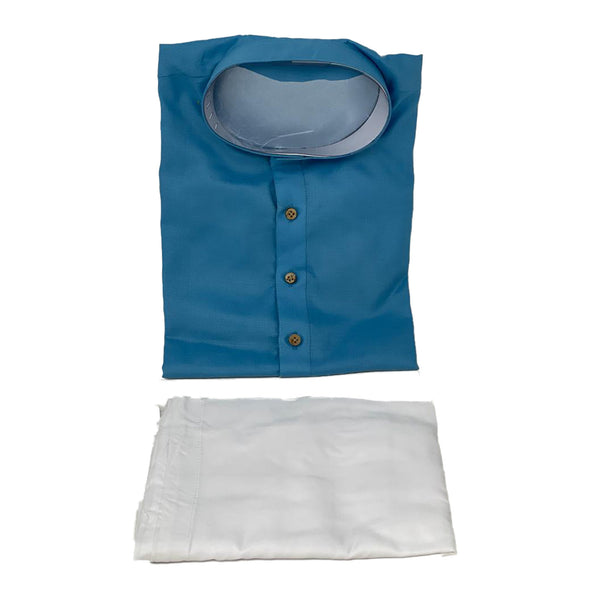 Mens Blue Partywear Cotton Kurta And Pants Pyjama Pajama Set Model 14 - Zenia Creations