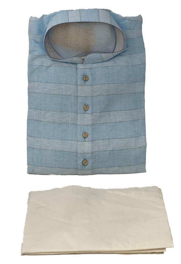 Mens Blue Cotton Kurta And Cotton Pants Pyjama Pajama Set A5 - Zenia Creations