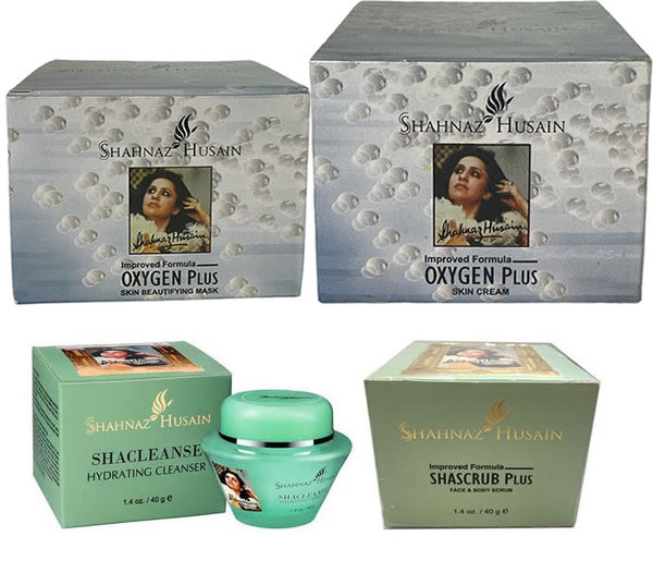 4pc Shahnaz Husain Oxygen Facial Kit Cream Scrub Mask Cleanser
