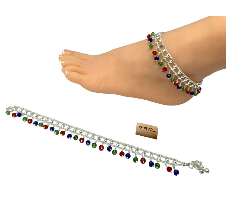 GA-12  Pair of Anklets Payal Indian Jewelry - Zenia Creations