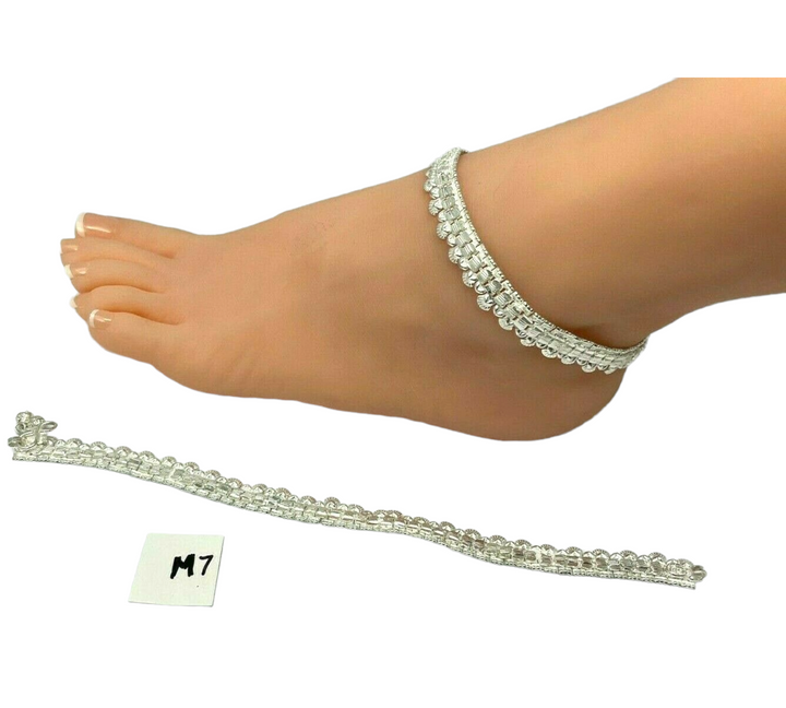 M-7  Pair of Anklets Payal Indian Jewelry - Zenia Creations