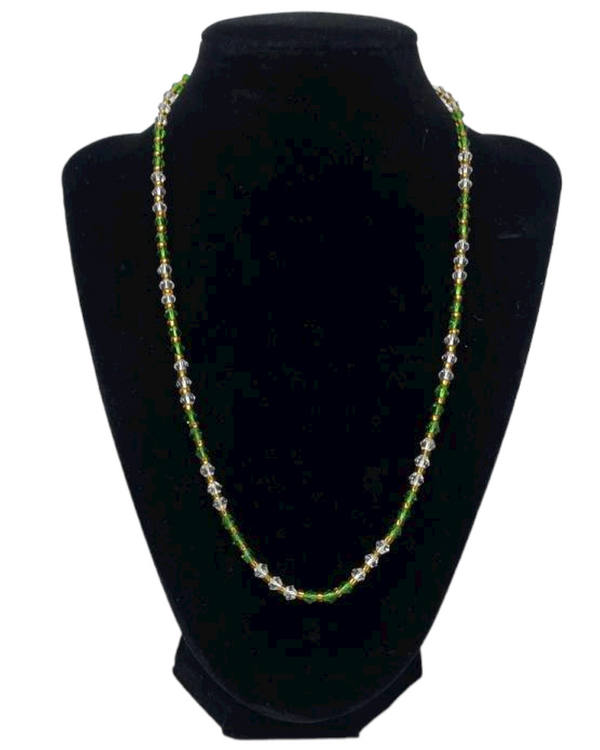 Light Green And Clear Onyx Beads Necklace Chain