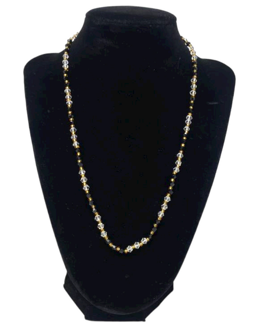 Black And Clear Onyx Beads Necklace Chain