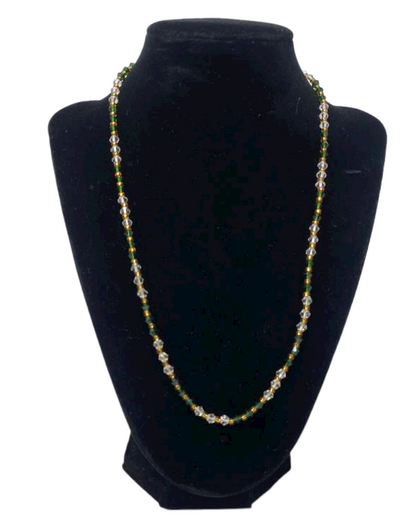 Green And Clear Onyx Beads Necklace Chain