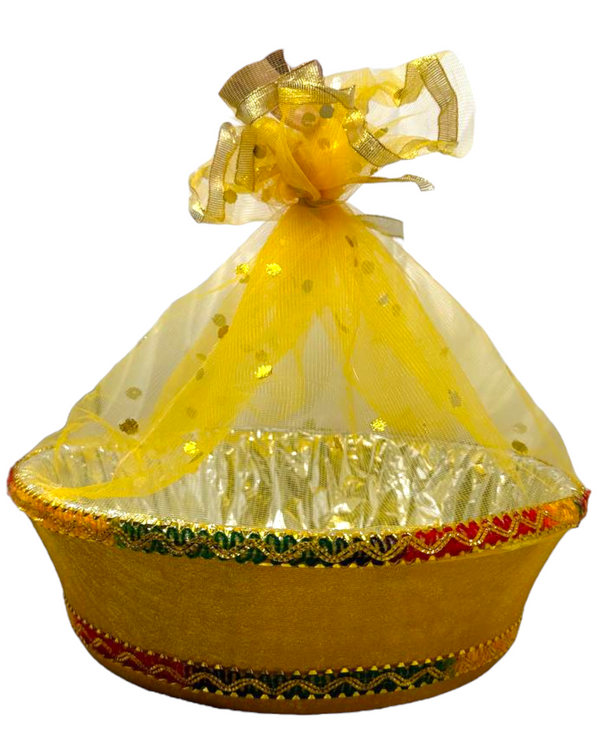 Large Size  15"x 11"x 5.5" Deep Gift Basket Velvet Covered Foil Inside for Weddings Haldi Mehndi