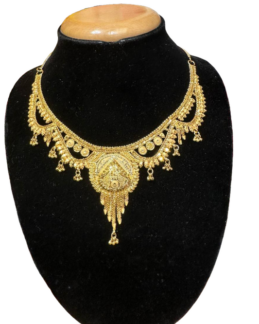 1 Gram 24k Gold Plated Necklace Earrings and Ring Set Indian Jewelry