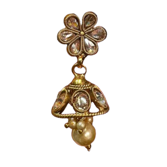 Gold Plated Reverse American Diamond Necklace And Jhumka Earring Set #RAD5