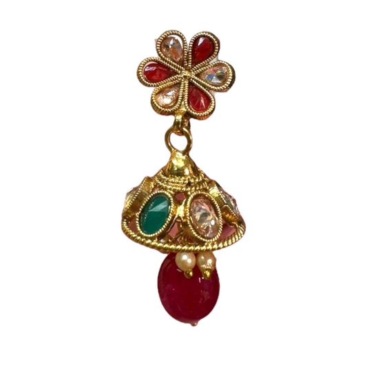 Gold Plated Reverse American Diamond Necklace And Jhumka Earring Set #RAD6