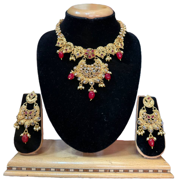 Gold Plated Reverse American Diamond Necklace And Earring Set #RAD11