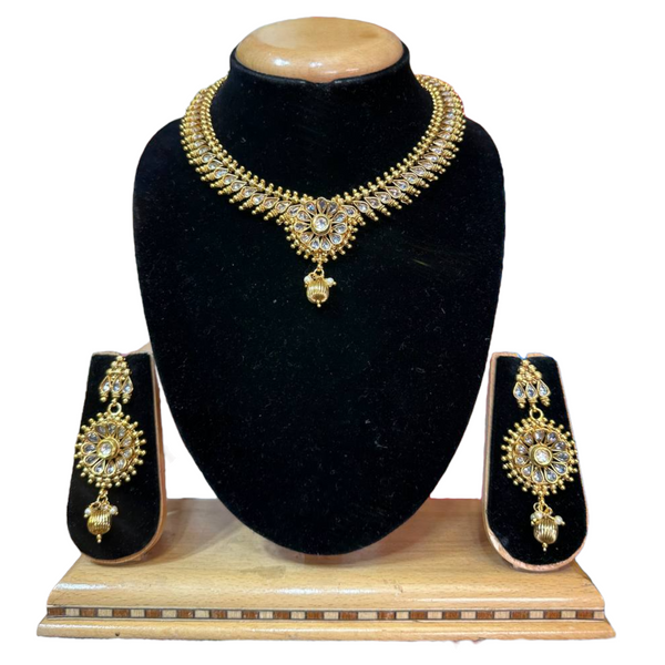 Gold Plated Reverse American Diamond Necklace And Earring Set #RAD12