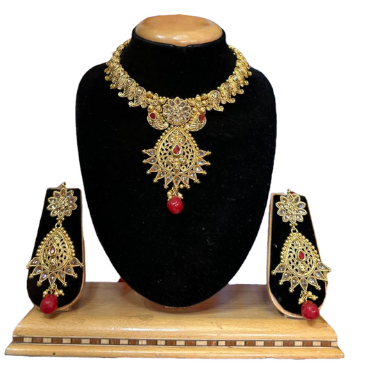 Gold Plated Reverse American Diamond Necklace And Earring Set #RAD10 - Zenia Creations