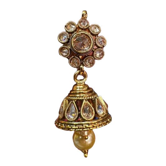 Gold Plated Reverse American Diamond Stones Necklace And Jhumka Earring Set #RAD20